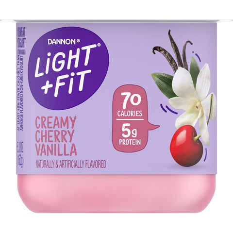 Light and Fit Cherry Vanilla Yogurt, 5.3 Ounce -- 12 per case.