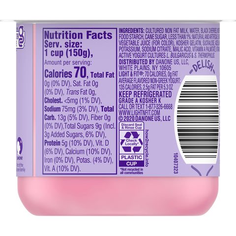 Light and Fit Cherry Vanilla Yogurt, 5.3 Ounce -- 12 per case.