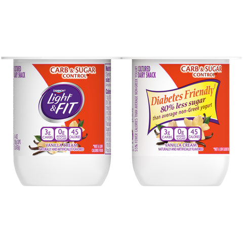 Light and Fit Vanilla Cream Carb and Sugar Control Not Fat Yogurt, 4 Ounce -- 24 per case.