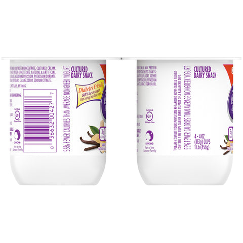 Light and Fit Vanilla Cream Carb and Sugar Control Not Fat Yogurt, 4 Ounce -- 24 per case.