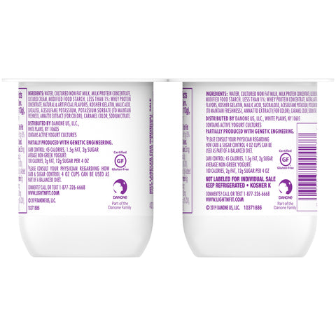 Light and Fit Vanilla Cream Carb and Sugar Control Not Fat Yogurt, 4 Ounce -- 24 per case.