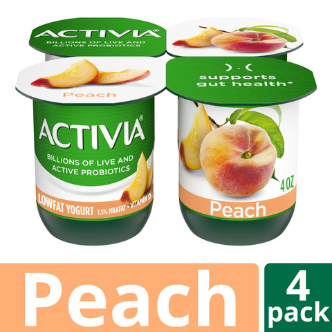 Activia Peach Lowfat Yogurt, 4 Ounce -- 24 per case.