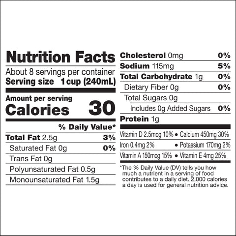 Silk Unsweetened Pure Vanilla Almond Milk, 0.5 Gallon -- 6 per case
