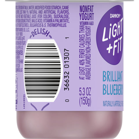 Light and Fit Blueberry Yogurt, 5.3 Ounce -- 12 per case.