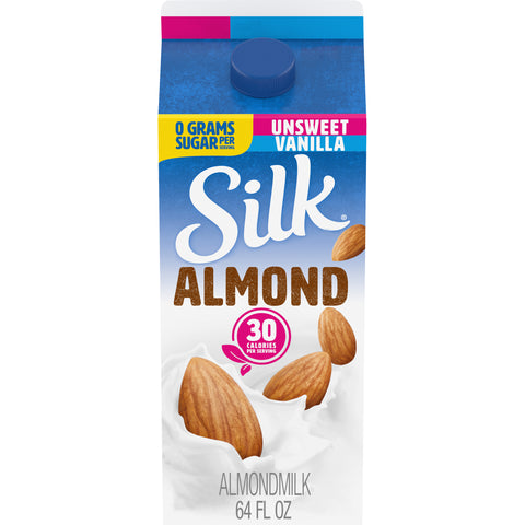 Silk Unsweetened Pure Vanilla Almond Milk, 0.5 Gallon -- 6 per case