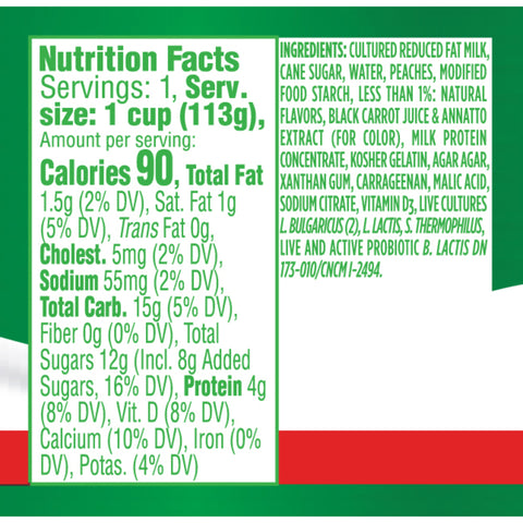 Activia Peach Lowfat Yogurt, 4 Ounce -- 24 per case.