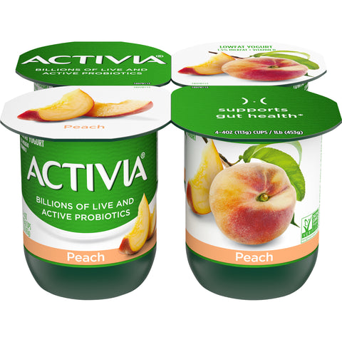 Activia Peach Lowfat Yogurt, 4 Ounce -- 24 per case.