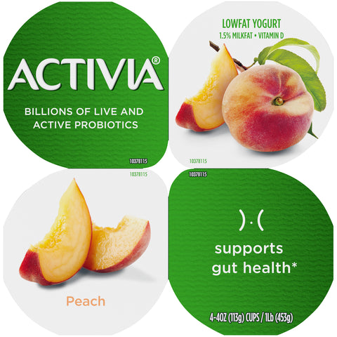 Activia Peach Lowfat Yogurt, 4 Ounce -- 24 per case.