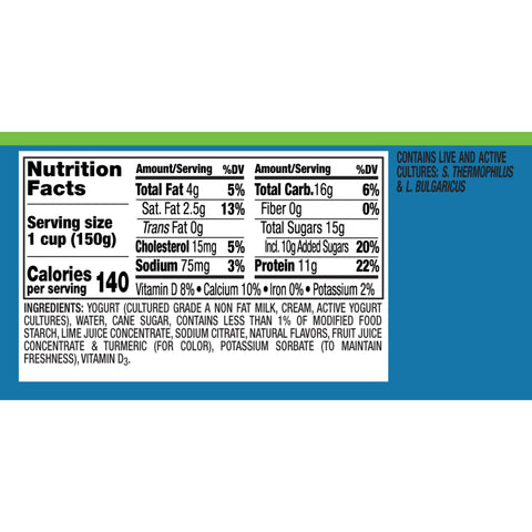 Oikos Key Lime Traditional Greek Yogurt, 5.3 Ounce -- 12 per case.