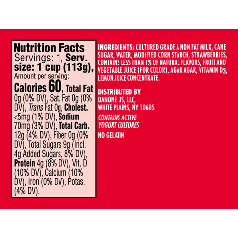 Yogurt Strawberry Blended Non Fat