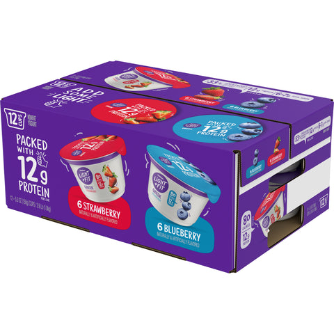 Light and Fit Greek Blueberry and Strawberry Nonfat Yogurt, 5.3 Ounce - 12 per pack.