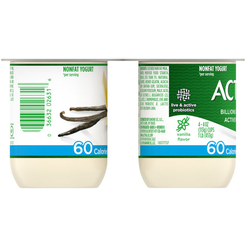 Activia Light Vanilla Probiotic Low Fat Yogurt, 4 Ounce -- 24 per case.