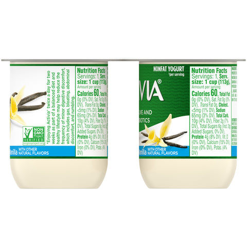 Activia Light Vanilla Probiotic Low Fat Yogurt, 4 Ounce -- 24 per case.