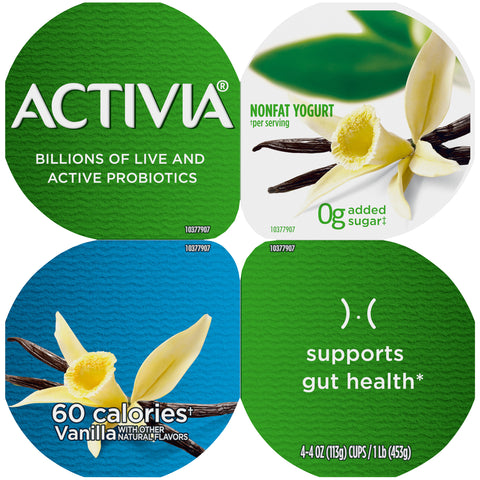 Activia Light Vanilla Probiotic Low Fat Yogurt, 4 Ounce -- 24 per case.