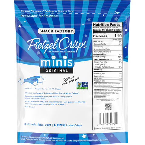 Snack Factory SNACK PRETZEL CRISP ORIGINAL MINI