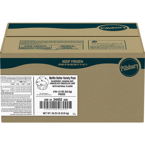 General Mills Pillsbury Place and Bake Blueberry Muffin Batter Pucks, 1.5 Ounce -- 216 per case.