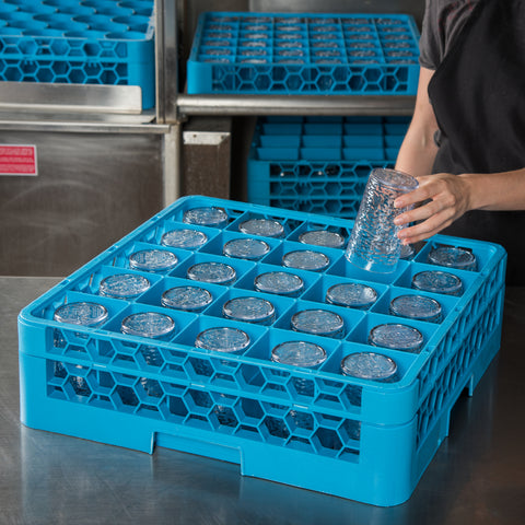 OptiClean™ RACK GLASS 25-COMPARTMENT W/ 1-EXTENDER CARLISLE BLUE