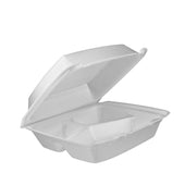 Dart CONTAINER FOAM 3-COMPARTMENT HINGED LID 8.37X7.87