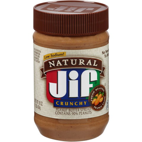 Jif Natural Crunchy Peanut Butter, 16 Ounce -- 12 per case.