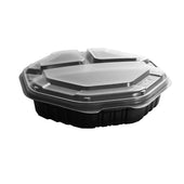 Container Plastic Carryout Hinged Black/clear 9
