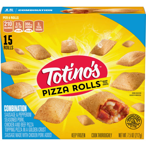 Totinos Combination 7.5 Ounce Pizza Roll, 15 count per pack -- 12 per case.