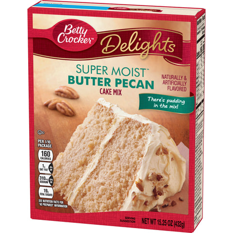 Betty Crocker Supermoist Butter Pecan Cake Mix, 15.25 Ounce -- 12 per case.