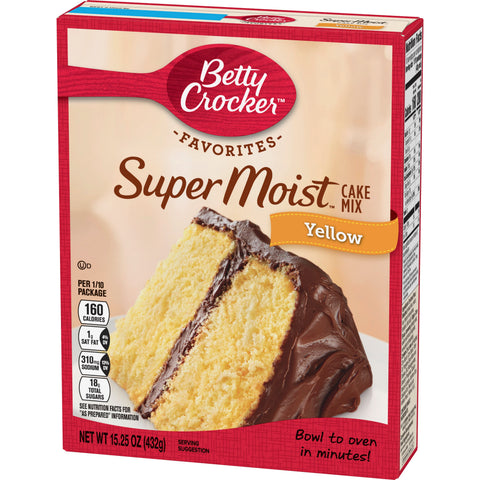 Betty Crocker SuperMoist Yellow Cake Mix, 15.25 Ounce -- 12 per case.