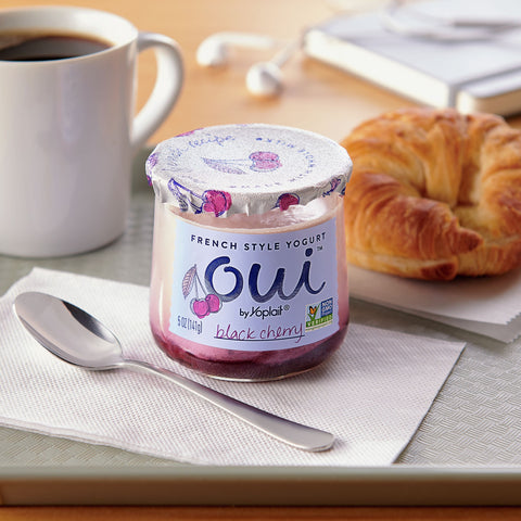 Oui By Yoplait Black Cherry French Style Yogurt, 5 Ounce -- 8 per case.