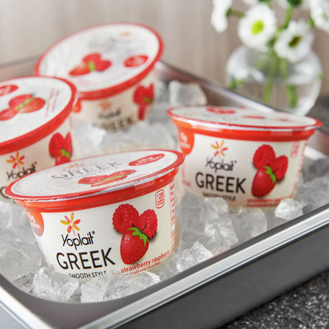 Yoplait Greek Blended Strawberry Raspberry Yogurt, 5.3 Ounce -- 12 per case.