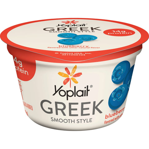 Yoplait Greek Blended Blueberry Yogurt, 5.3 Ounce -- 12 per case.