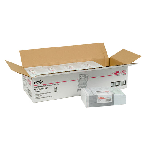 National Checking Company Carbon Backed Guest Check Board - 2 Part Green, 16 Line, 4.20 x 8.25 inch -- 50 books per case.