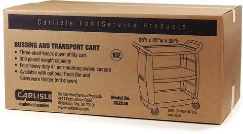 Cart Small Bussing & Transport Black 18x36.25x38 300 Lb Capacity