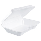 Container Foam White All Purpose Shallow Single Compartment W/ Removable Lid 9.3x6.4x2.6