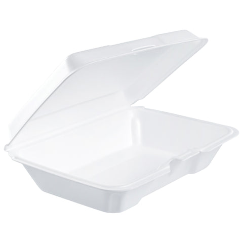 Container Foam White All Purpose Shallow Single Compartment W/ Removable Lid 9.3x6.4x2.6