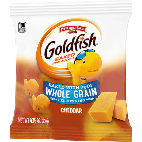 Pepperidge Farm 100 Calorie Whole Grain Cheddar Goldfish - 0.75 oz. bag, 100 per case