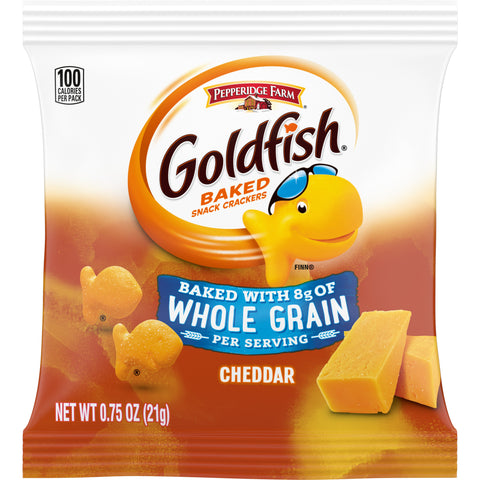 Pepperidge Farm 100 Calorie Whole Grain Cheddar Goldfish - 0.75 oz. bag, 100 per case