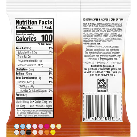 Pepperidge Farm 100 Calorie Whole Grain Cheddar Goldfish - 0.75 oz. bag, 100 per case