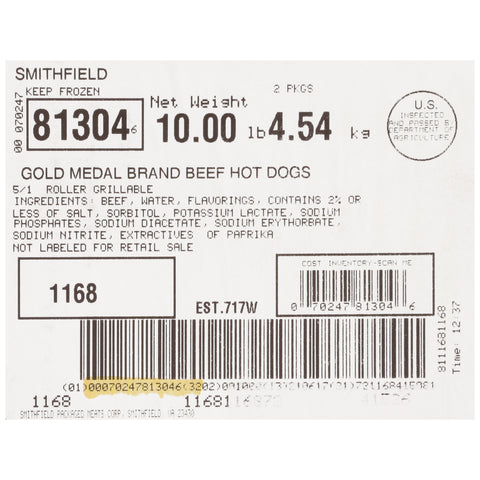 Farmland Gold Medal Beef Hot Dog - 5:1.