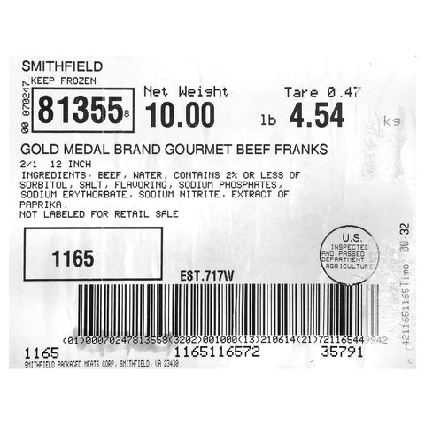 Farmland Gold Medal Long Beef Hot Dog - 2:1.