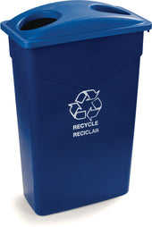 Carlisle LID TRIMLINE™ RECTANGLE RECYCLE W/ BOTTLE & CAN RECEPTACLE BLUE 15 & 23 GAL