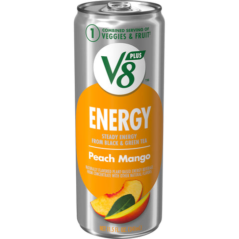 V8 Plus Energy Peach Mango Juice Drink Blend, 11.5 Fluid Ounce -- 12 per case