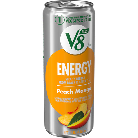 V8 Plus Energy Peach Mango Juice Drink Blend, 11.5 Fluid Ounce -- 12 per case