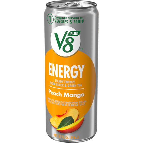 V8 Plus Energy Peach Mango Juice Drink Blend, 11.5 Fluid Ounce -- 12 per case