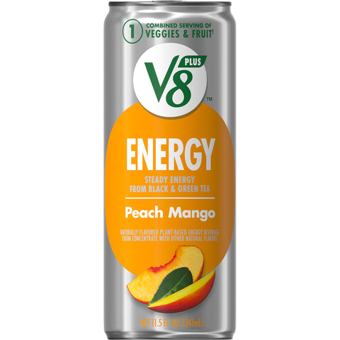 V8 Plus Energy Peach Mango Juice Drink Blend, 11.5 Fluid Ounce -- 12 per case