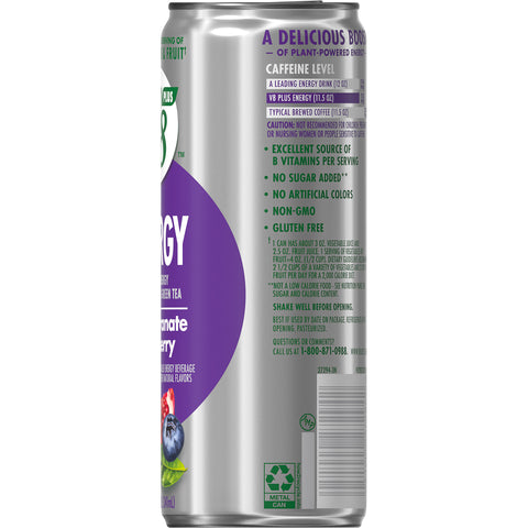 V8 Plus Energy Pomegranate Blueberry Juice Drink Blend, 11.5 Fluid Ounce -- 12 per case