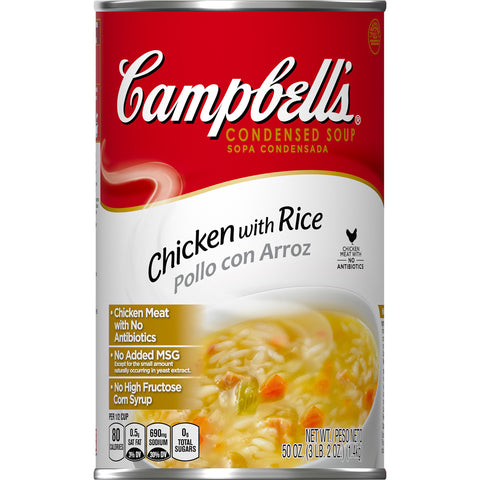 Campbells Condensed Chicken Soup w/ Rice - 50 oz. can, 12 per case
