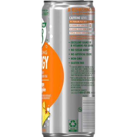 V8 Sparkling Orange Pineapple Energy Drink, 11.5 Fluid Ounce -- 12 per case