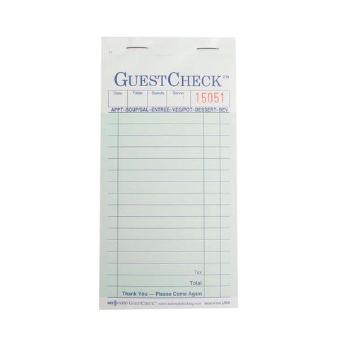 Guest Check Carbon 2-part 16 Line Green