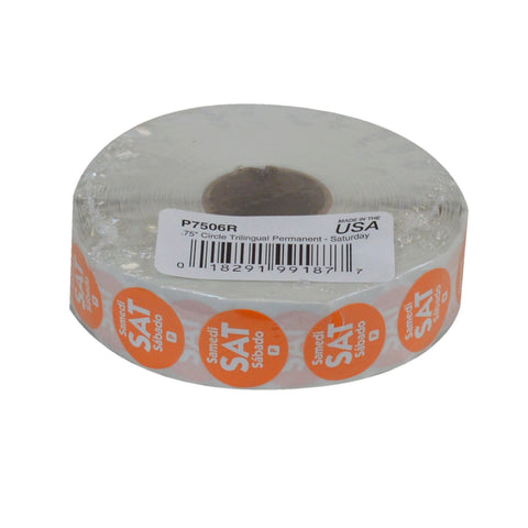 National Checking LABEL TRILINGUAL ORANGE SATURDAY .75