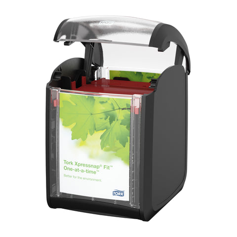 Tork Xpressnap Fit Plastic Black Tabletop Napkin Dispenser, 4.4 x 5.6 x 6.7 inch